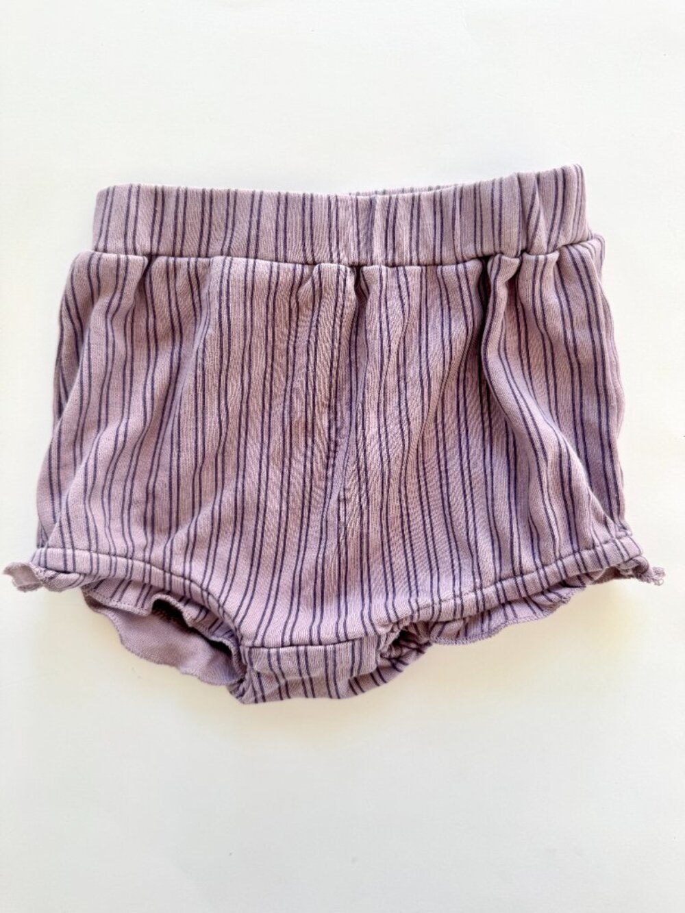 Kate Quinn 18-24M Girls Bloomer Shorts Mauve Striped Organic Cotton